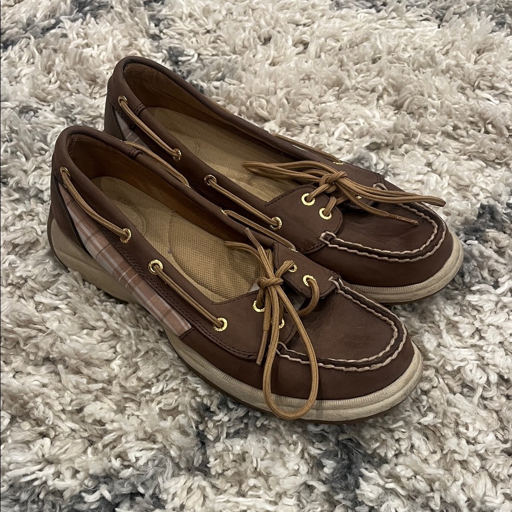 Sperry Brown Moccasins with Tan Accents